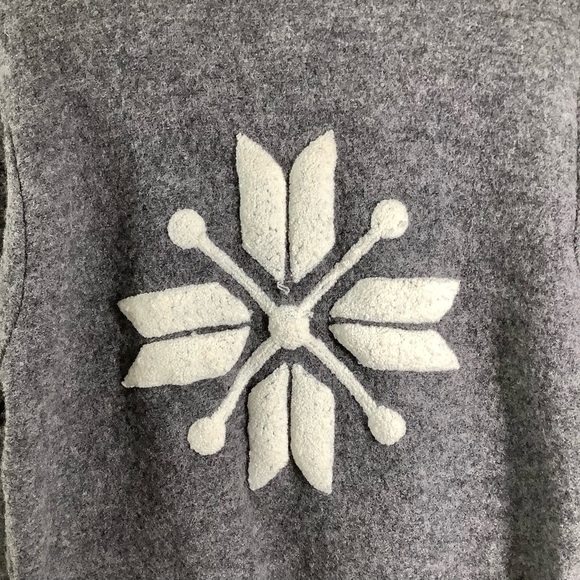Laura Leigh Ltd. Grey Boiled Wool Zip Up Sweater Snowflakes - Picture 6 of 11